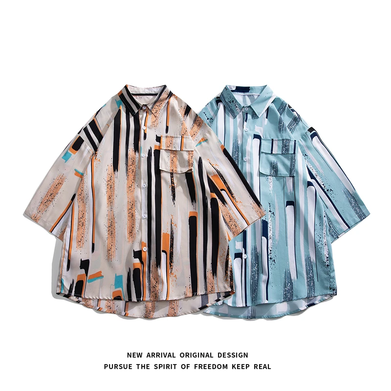 Camisa de manga corta para hombre, ropa de lujo de alta calidad, con estilo, a rayas originales, novedad de verano