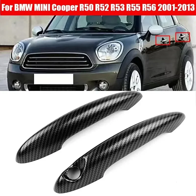 A Pair of Car Door Handle Covers Fit For BMW MINI Cooper R50 R52 R53 R55 R56 2001-2013 Door Handle Protective Decorative Covers