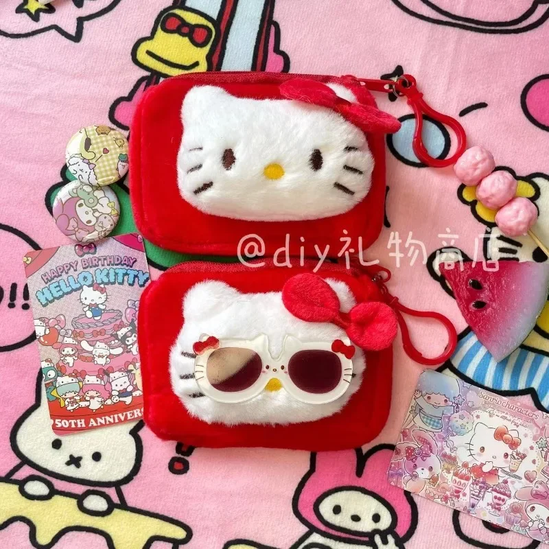 

Xiuya Hello Kitty Wallets for Women Vintage Red Cute Cartoon Fashion Coin Purse Harajuku Style All-match Original Pretty Purses