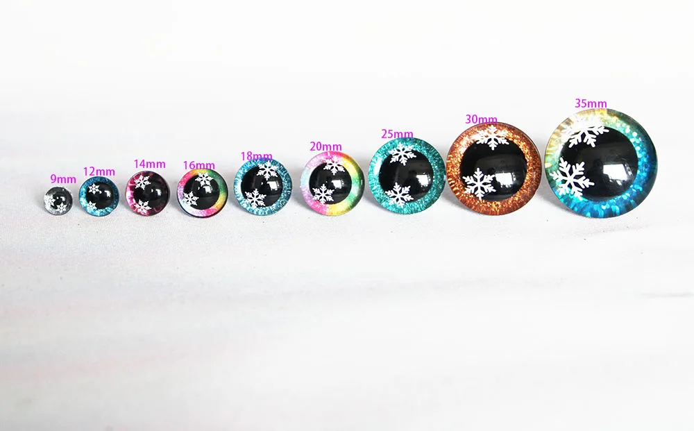 10PAIRS 9MM TO 35MM   clear 3D snow  glitter doll pupil  toy eyes with back washer size option no glitter fabric