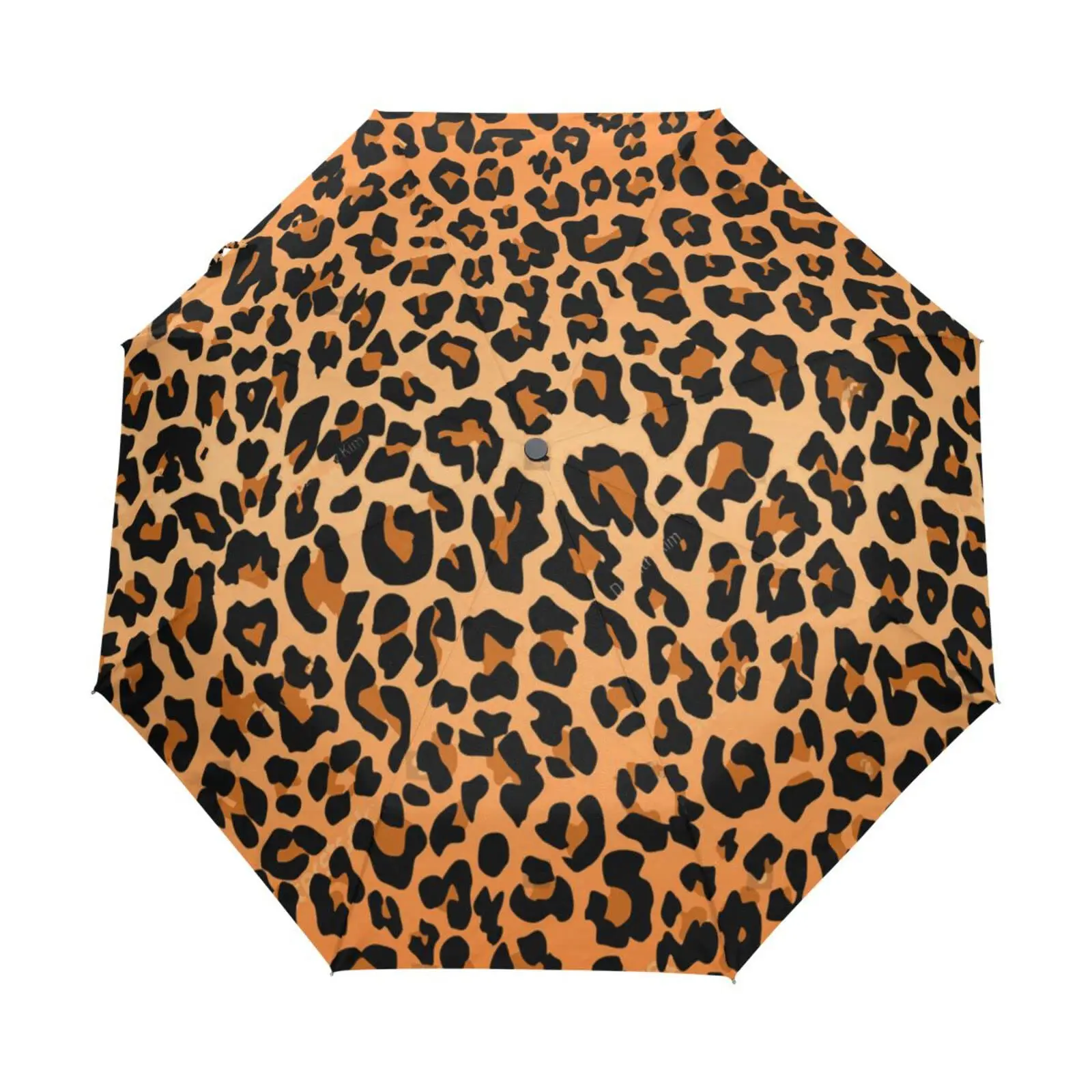 Leopard Print Folding Rain Sun Umbrella Panther Skin Pattern Travel Umbrellas Compact Lightweight Windproof for Adults Women