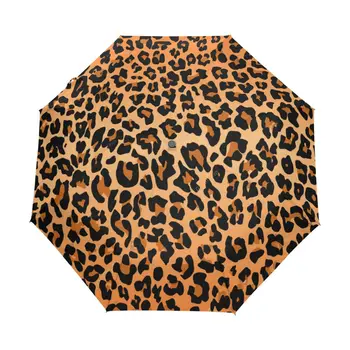 Leopard print folding rain sun umbrella panther skin pattern travel umbrella for adults women compact lightweight windproof