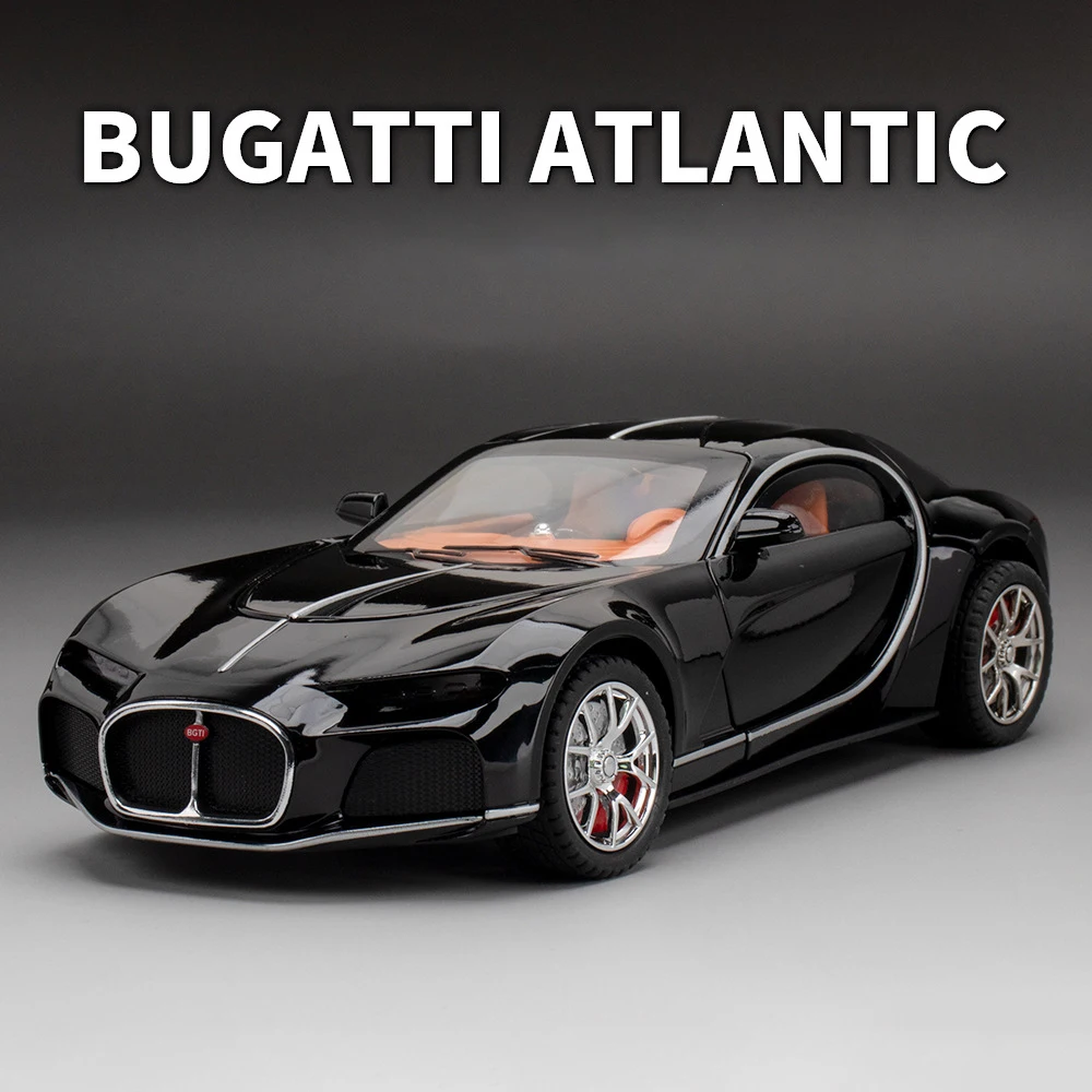 1:24 Bugatti Atlantic Supercar Alloy Toy Car Model Wheel Steering Sound and Light Children\'s Toy Collectibles Birthday gift