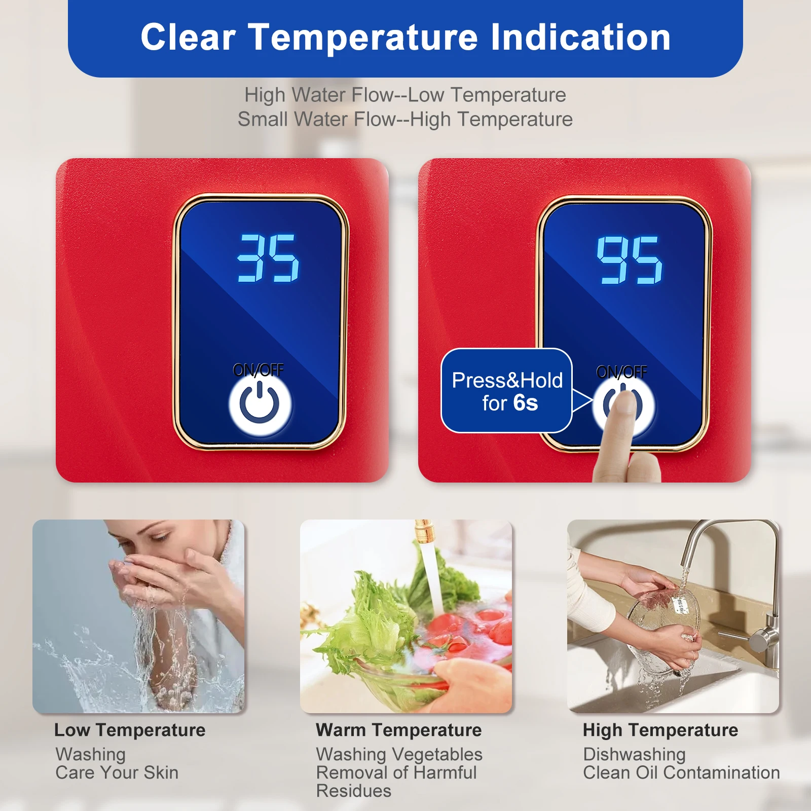 Mini cocina de agua caliente sin tanque eléctrica instantánea, portátil, 3,0 kW, 110V