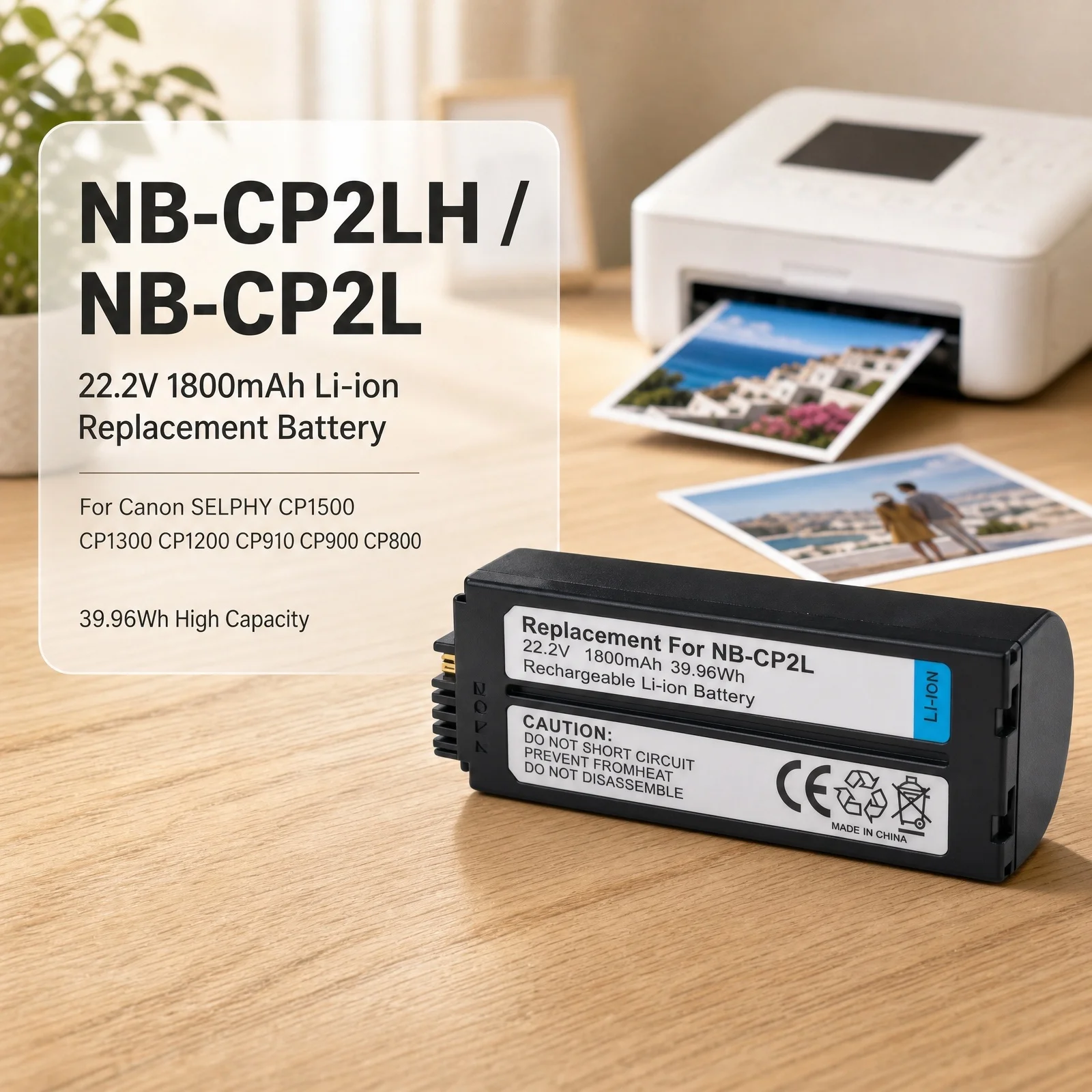 NB-CP2LH NB-CP2L 1800mAh Li-ion Replacement Battery for Canon SELPHY CP1500 CP1300 CP900 CP800 CG-CP200 NB-CP1L Photo Printer