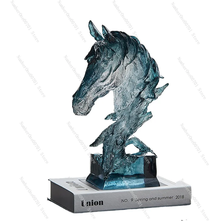 

Transparent Horse Head Abstract Art Crafts TV Cabinet Crystal Wine Cabinet Soft Decorative Ornaments