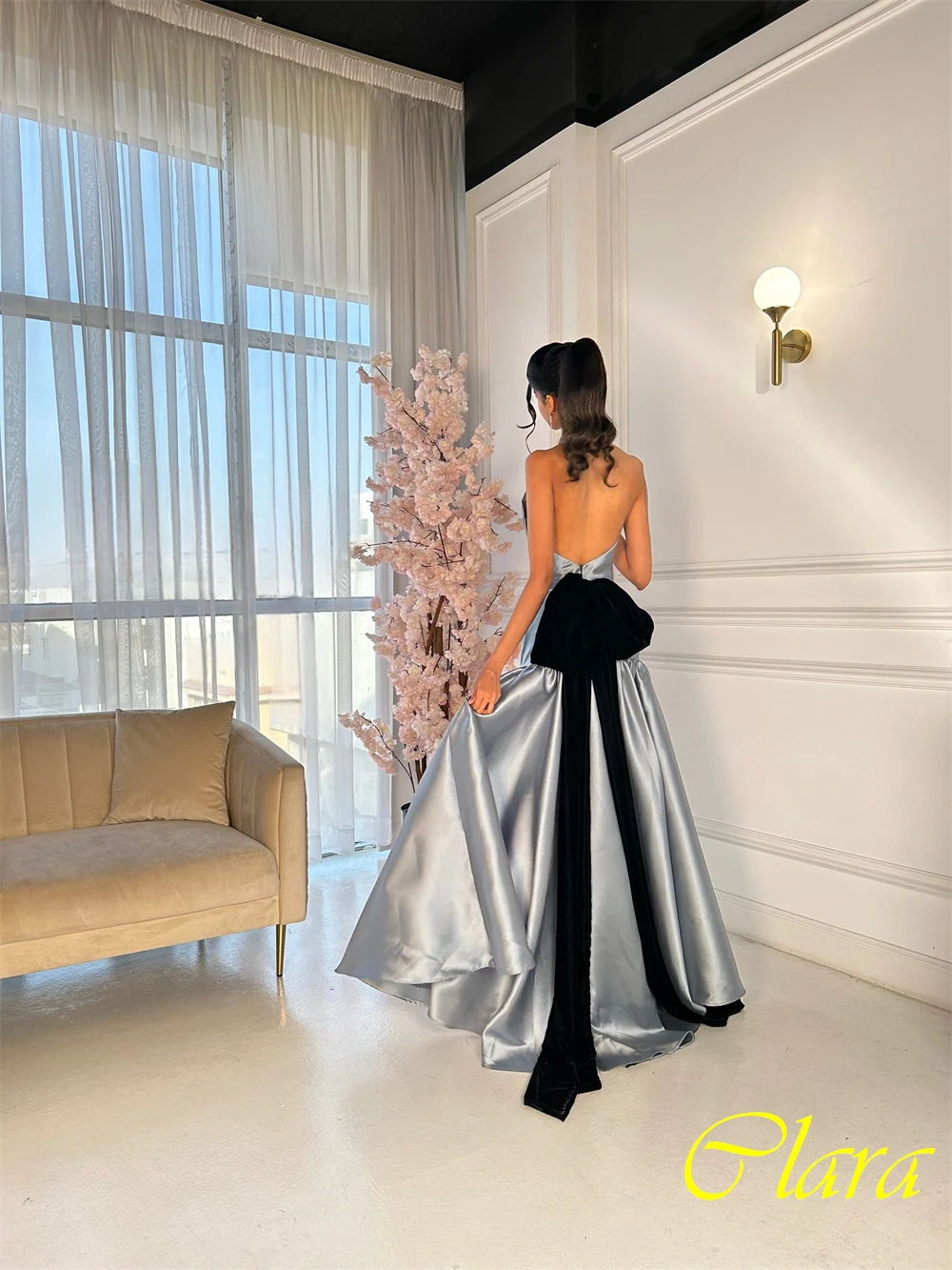 Moda personalizada cetim halter vestido de noite requintado sereia sem mangas vestido de baile moda aberta volta vestidos de ocasião especial