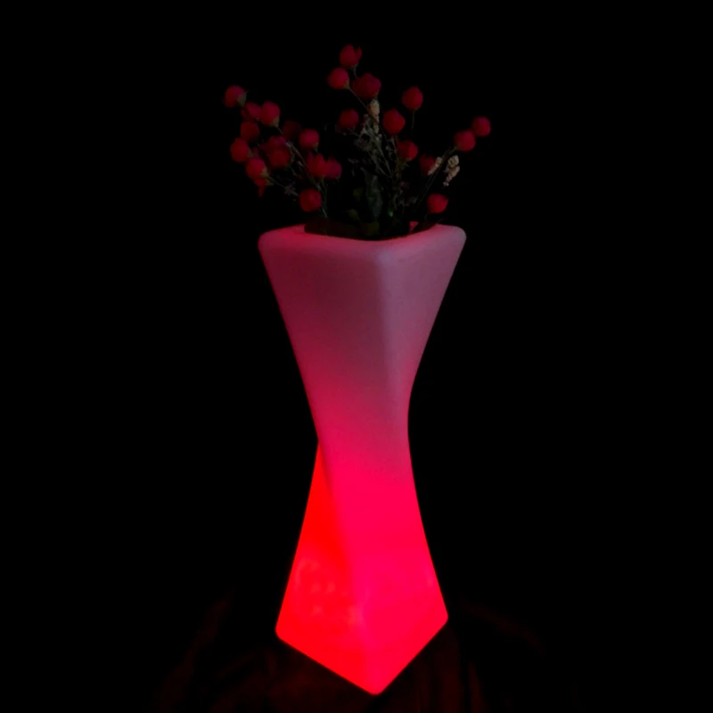 D15.5*W15.5*H50cm, LED Flower Pot, With Remote Controller, LED Lighting, 16 Color, RGBW, Water Resistant Planter, Bar Club, 1Pc