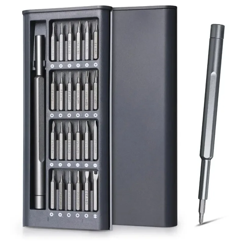 Präzisions-Schraubendreher-Set, 25-in-1-Schraubendreher, Se, sechseckiger Flachkopf, magnetischer Schraubendreherkopf für iPhone, PC, Uhr, Kamera, Brille