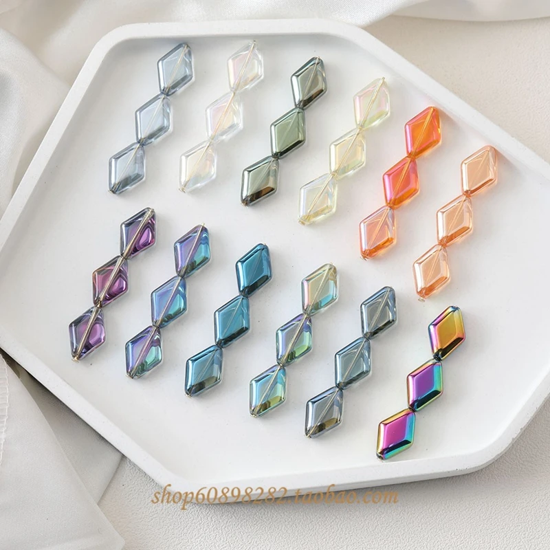 50PCS Good Quality Colorful Rhombus Glass Beads DIY Making Supplies for Necklace Earrings Material Accessories