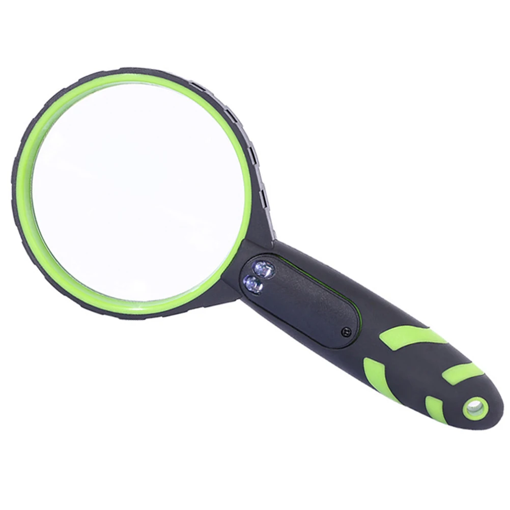 

10X Magnifying Glass 75Mm Lens Diameter Portable Handheld 2 Led Lamp Rubber Anti-Slip Ergonomic Handle For Jewelry Repairing