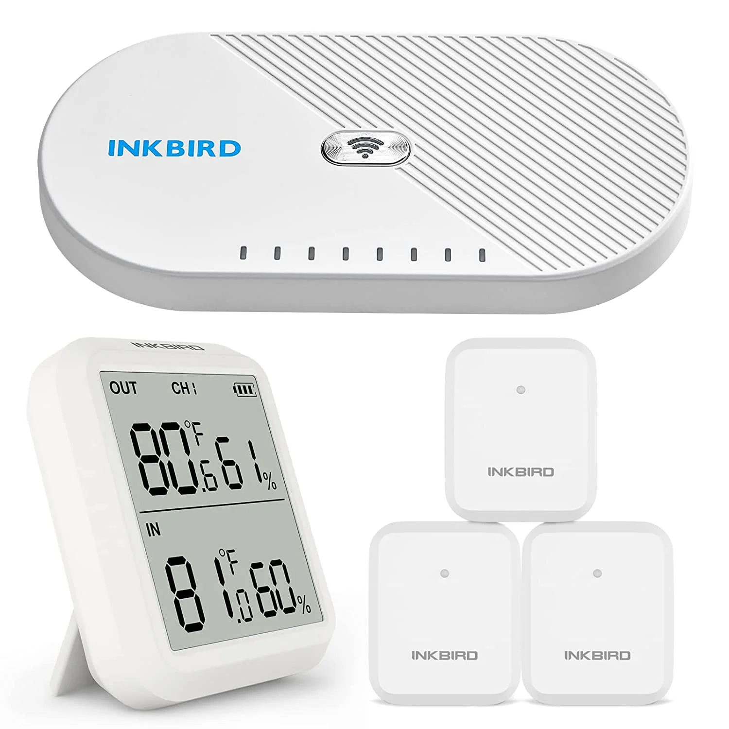 INKBIRD Hygrometer Thermometer Sensor with WiFi Gateway Indoor Outdoor Smart APP Remote Temperature Humidity Monitor(US Version)