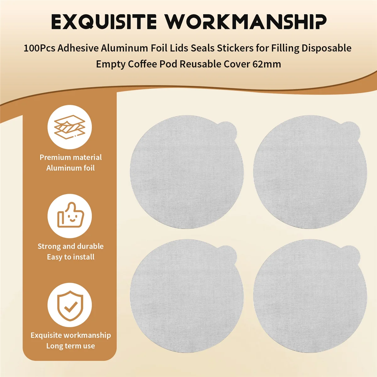 ABQR 100 قطعة 62 مللي متر كبسولة القهوة القابل للتصرف الأختام رقائق كريم رغوة القهوة تصفية غطاء ملصق ل Vertuo
