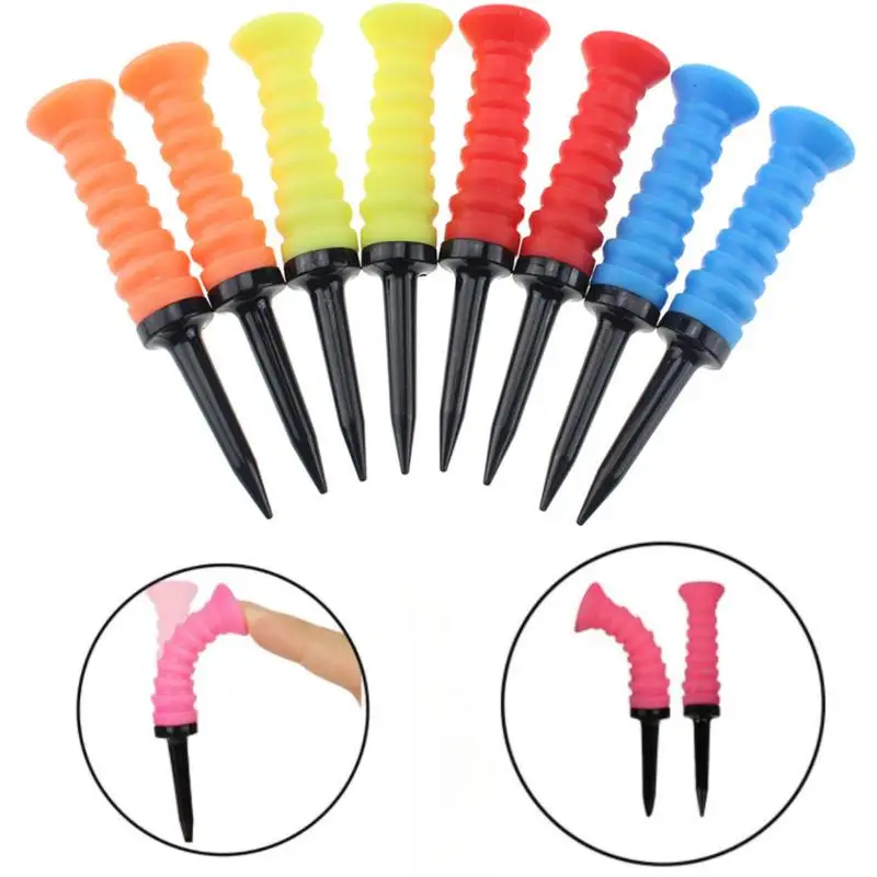 

【Happy】360° Flexible Rubber Golf Tees, 3.27in/83mm, Durable, Low Friction, Vibrant Multicolor - Ideal For Everyday Golfers