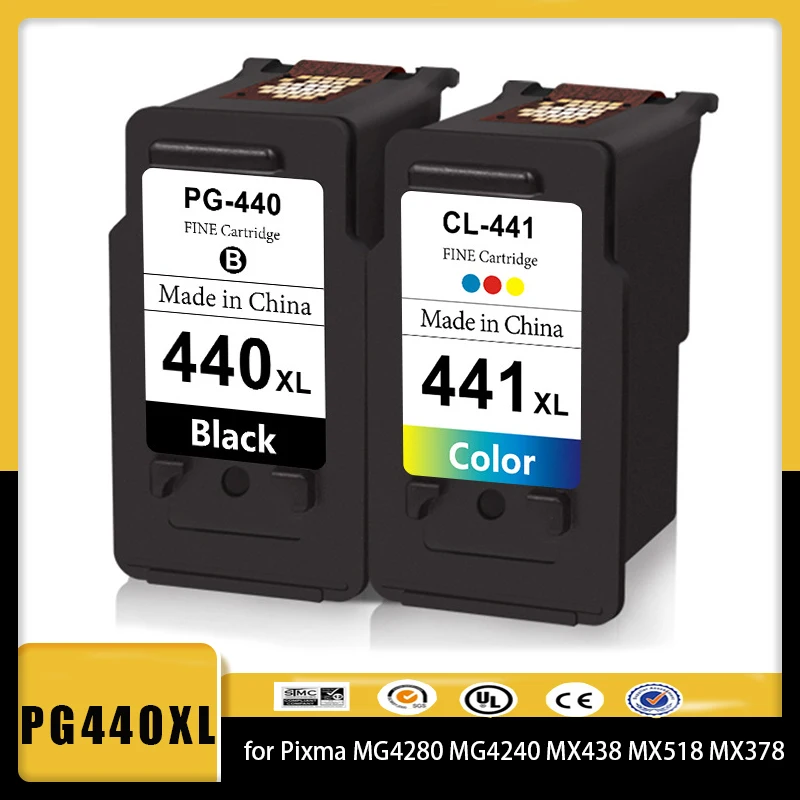 

Vilaxh PG 440 PG440XL CL 441 Compatible Ink Cartridge for Canon PG440 CL441 440XL 441XL 4280 MX438 518 378 Printer