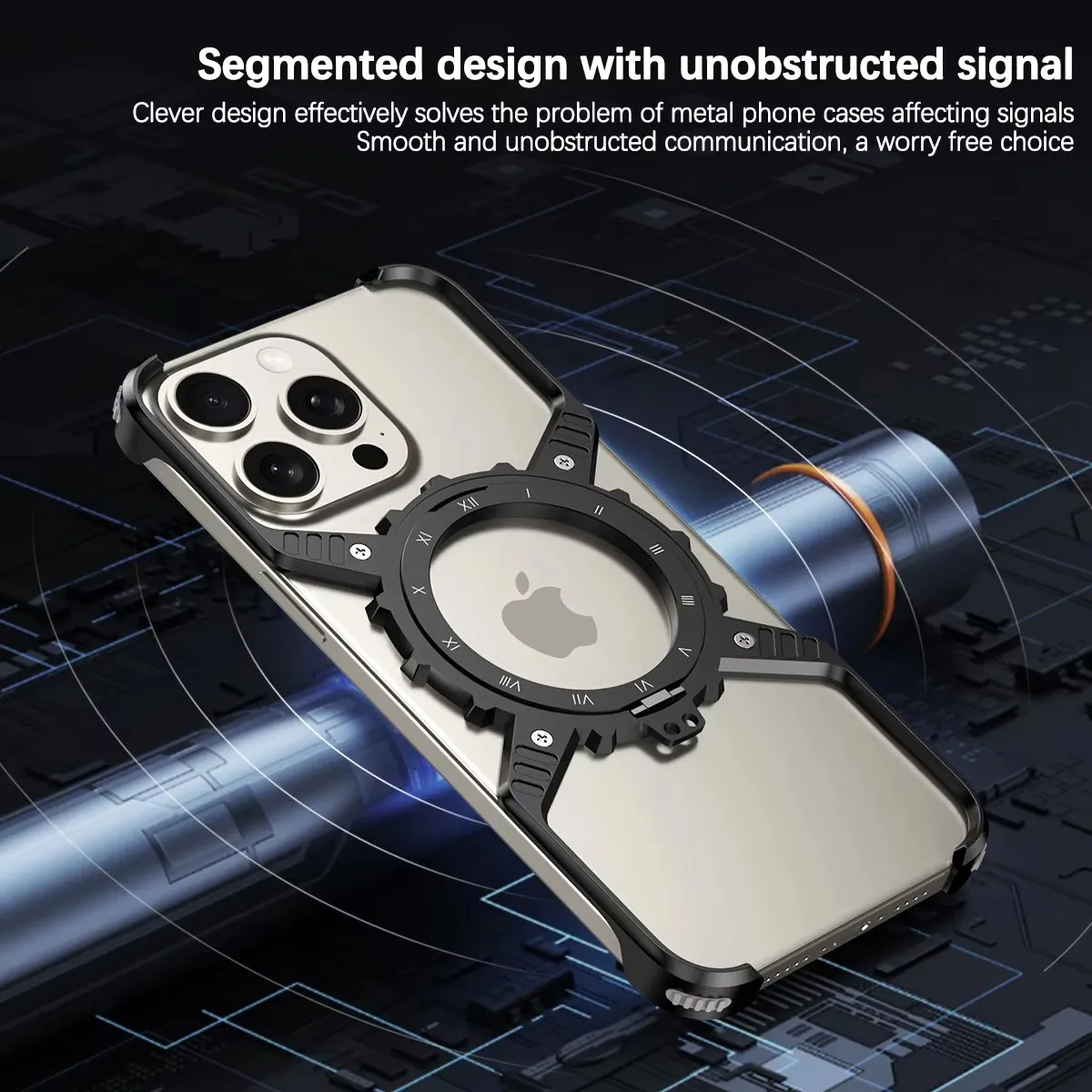 

360°Bracket Magnetic Mechanical Gear Case For iPhone 16 15 14 13 Pro max Metal Frame Shockproof Cover for iPhone 16 Promax