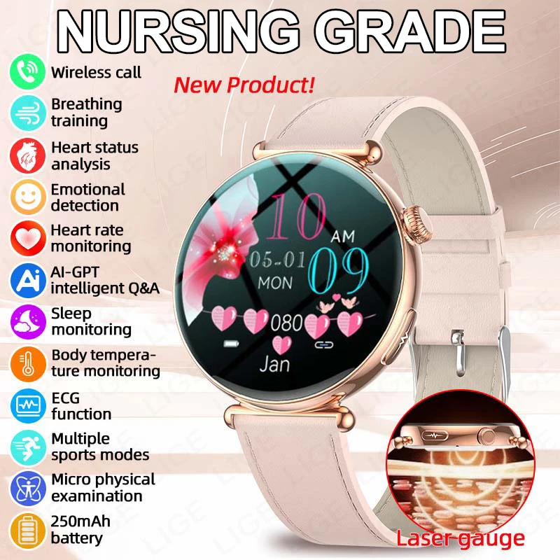 Lige novo ppg ecg relógios inteligentes mulheres análise de saúde smartwatch mulher ácido úrico bt chamada esporte senhoras relógio inteligente para a