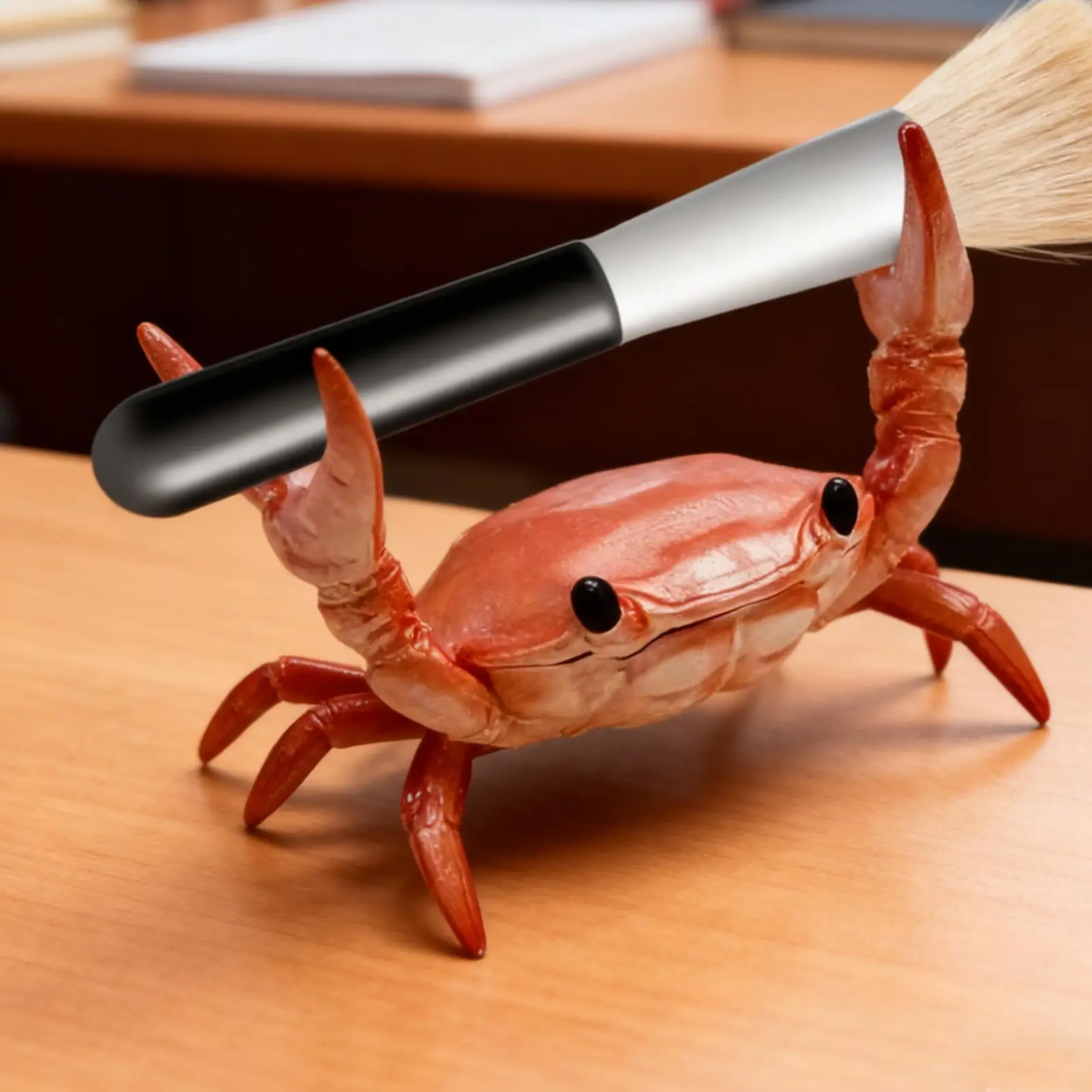 Funny Crab Desktop Pen Holder Creative Cute Crab Pen Holder Weightlifting Crabs Penholder Bracket Storage Rack Stationery