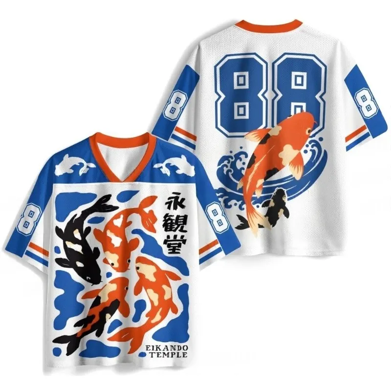 2026 Design Célébrité, T-shirt et Maillot Populaires, Poisson Koi dans le Bassin, Taille 88, Manches Courtes Séchage Rapide pour Enfants et Adultes