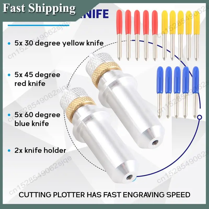 -ABKM 17Pcs/Set 30/45/60 Degree For Roland Cutting Plotter Vinyl Cutter Blade+Holder Refine  Redsail Cutter Plotter Cuttin