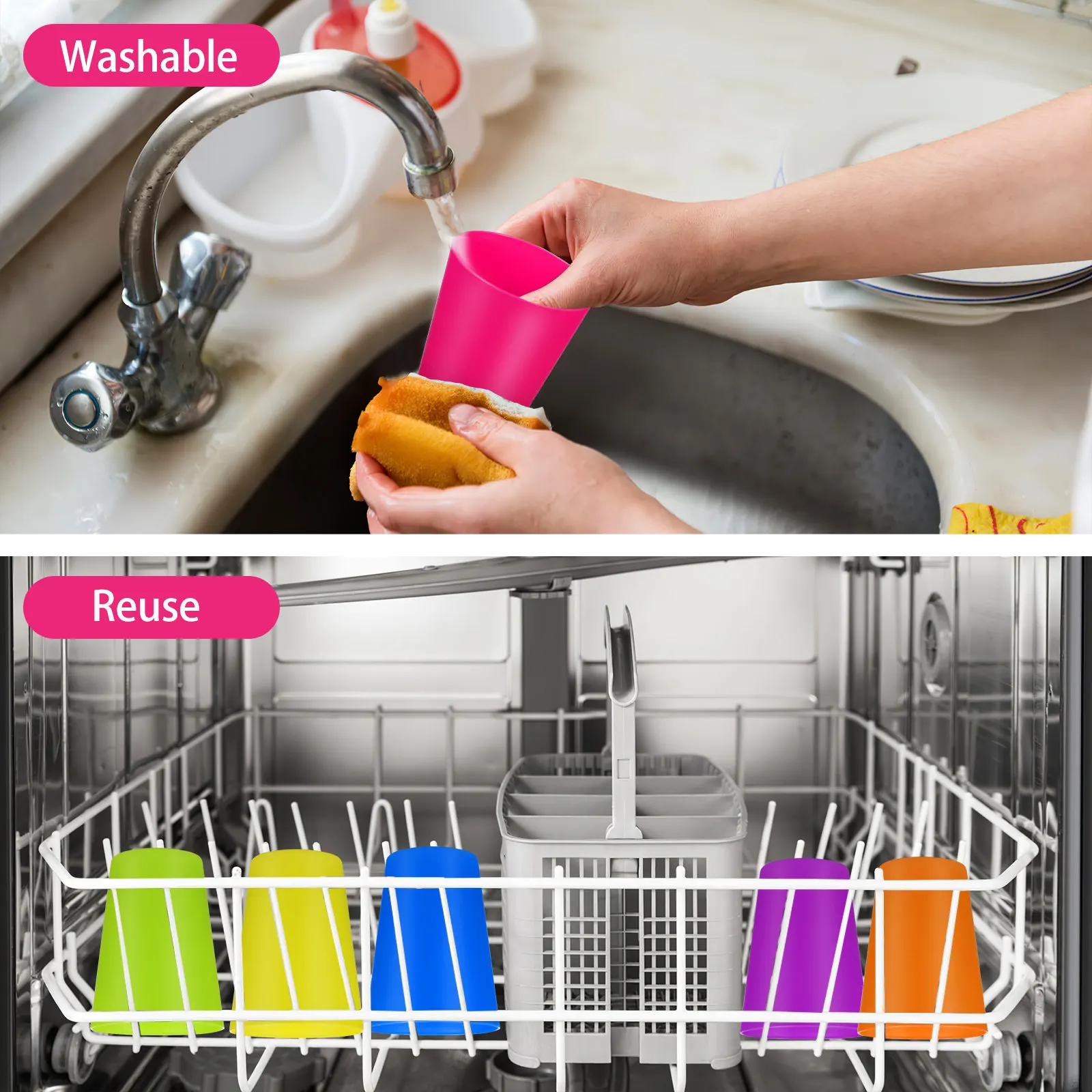 

24 многоразовых пластиковых стаканов для вечеринок, красочные стаканы для напитков с рисунком медведя, стаканы для воды большой емкости, для использования на открытом воздухе и в путешествиях