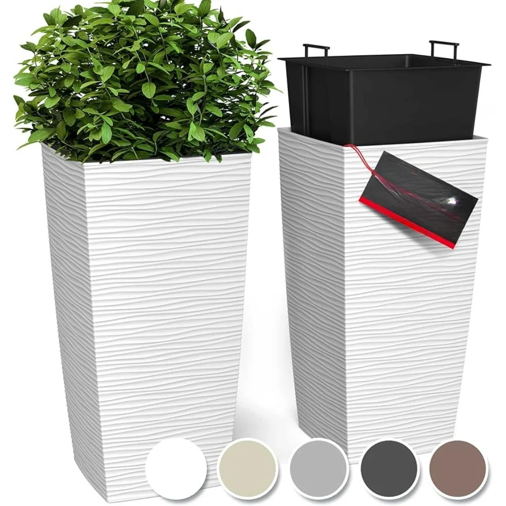 Earthen Pot Indoor/Outdoor  Plant Bonsai Flowerpot 2-Piece Set Nordic Tree Modern Design 27.5“ Cachepot for Flowers White