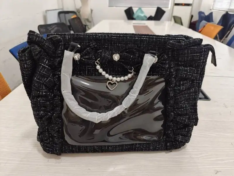Y2K japanische Ita-Tasche, transparente Tragetasche mit Rüschenbesatz, süße Harajuku-Handtasche zur Präsentation von Abzeichen, Pendler-Umhängetasche mit großem Fassungsvermögen – Detail 1