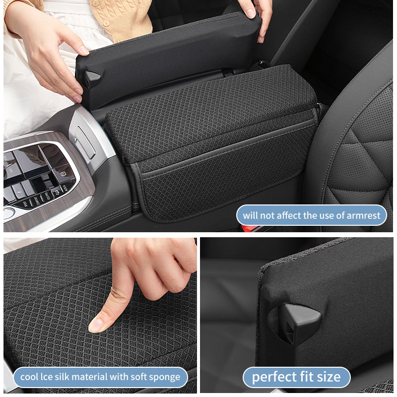 Ice Silk Car Armrest Box Cover Cushion For BMW X5 X6 X7 G05 G06 G07 2019-2024 Center Console Armrest Protector Pad Accessories