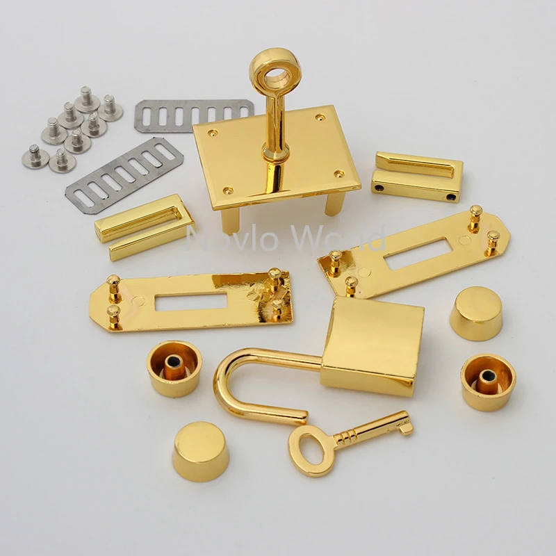 1-5 sets 2 colors 36*28mm gold chrome durable rectangle a set of lock for woman handbag with eyelets key lock purse accessories