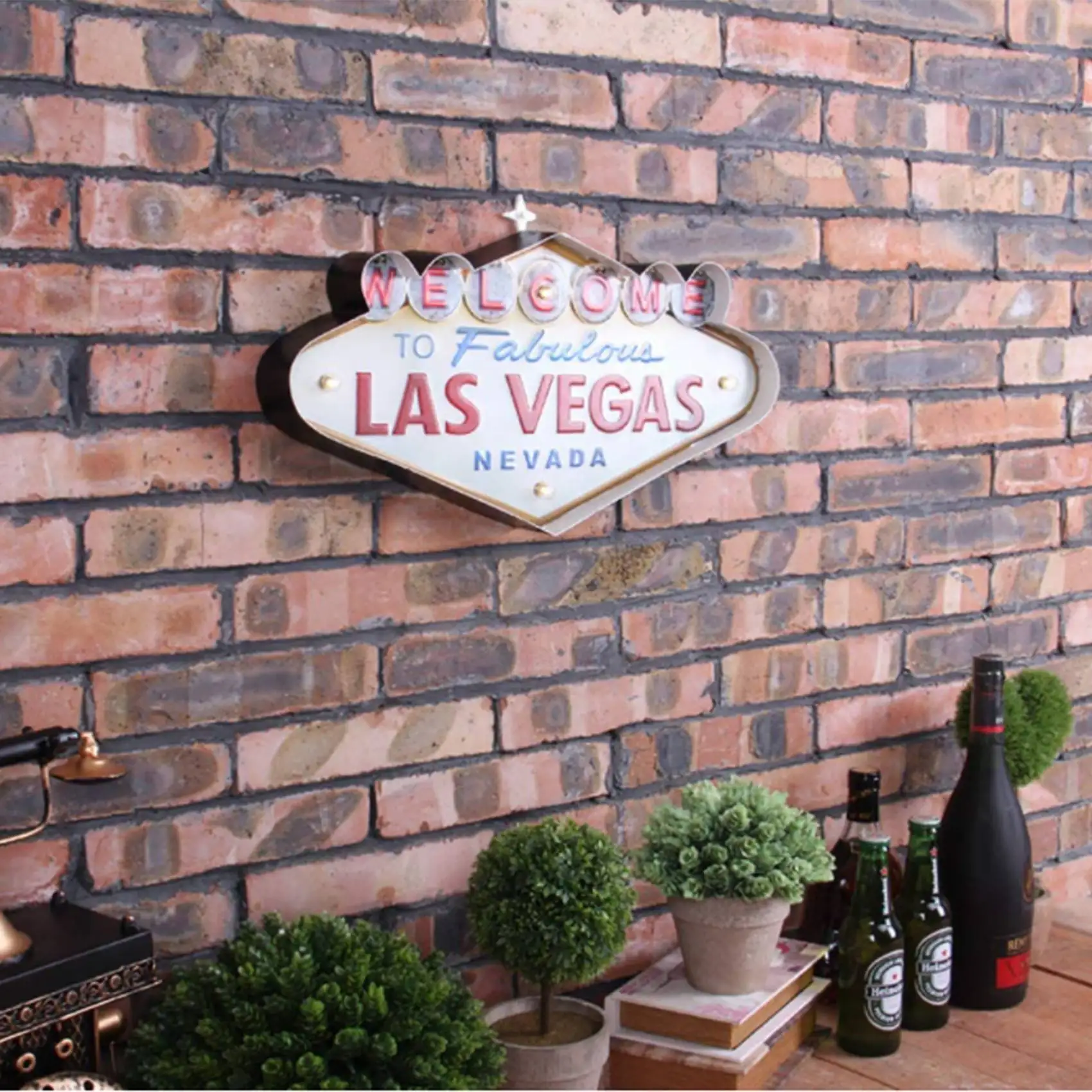 AS60-Bar Decoration,Metal Wall Decorations, Retro Tin Vintage Decor Signs LED Sign Wall Art Hanging Design Light Up Wall Sign