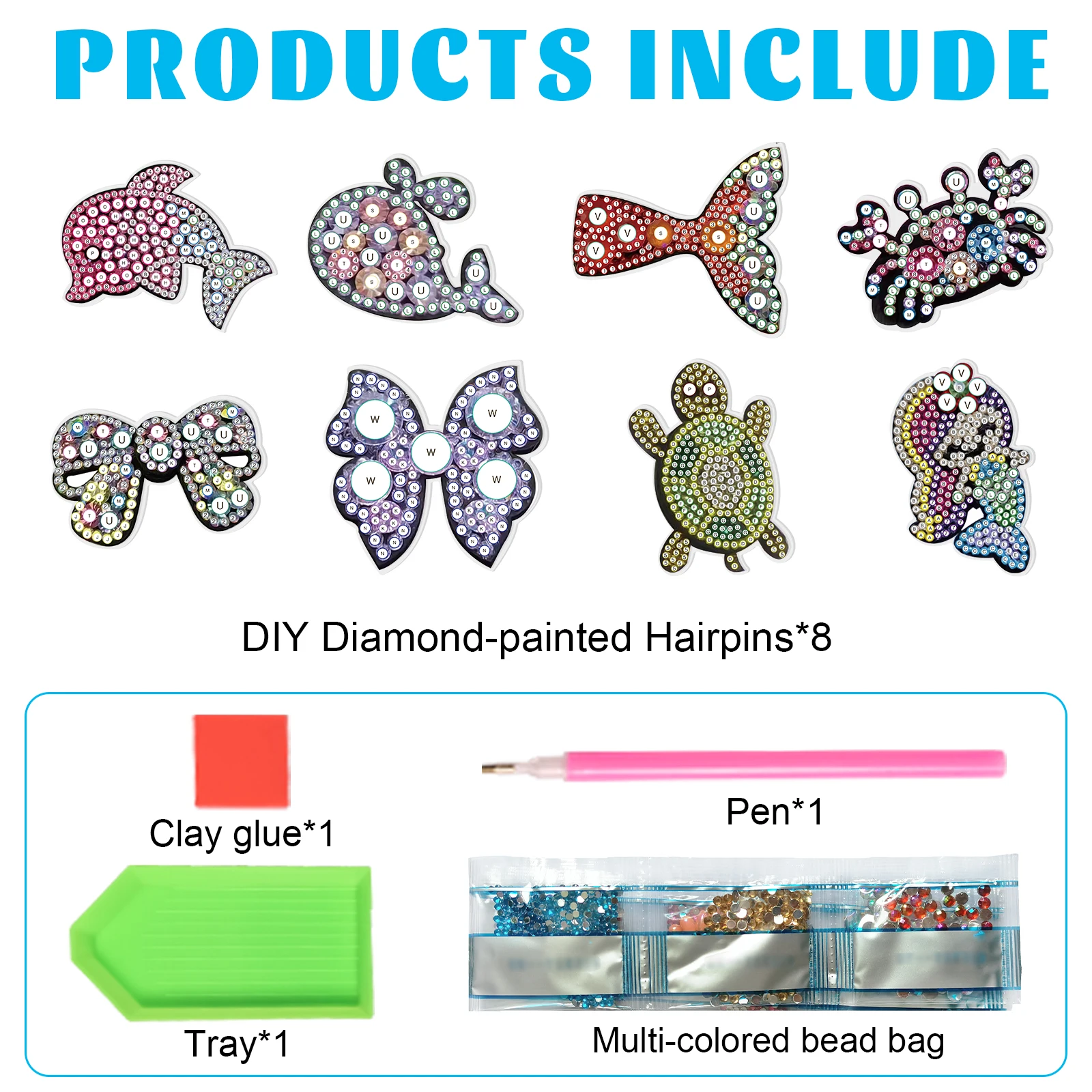 8Pcs Diamond Art Painting Hair - Summer Clothing Accessories 评论和价格