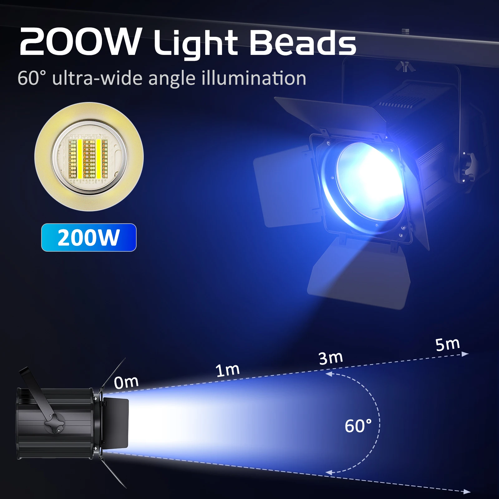 U'King 200W COB LED Par Lights With Barn Door RGBWA UV Linear Spotlights Stage Lights DMX512 DJ Light For Wedding Party Concert