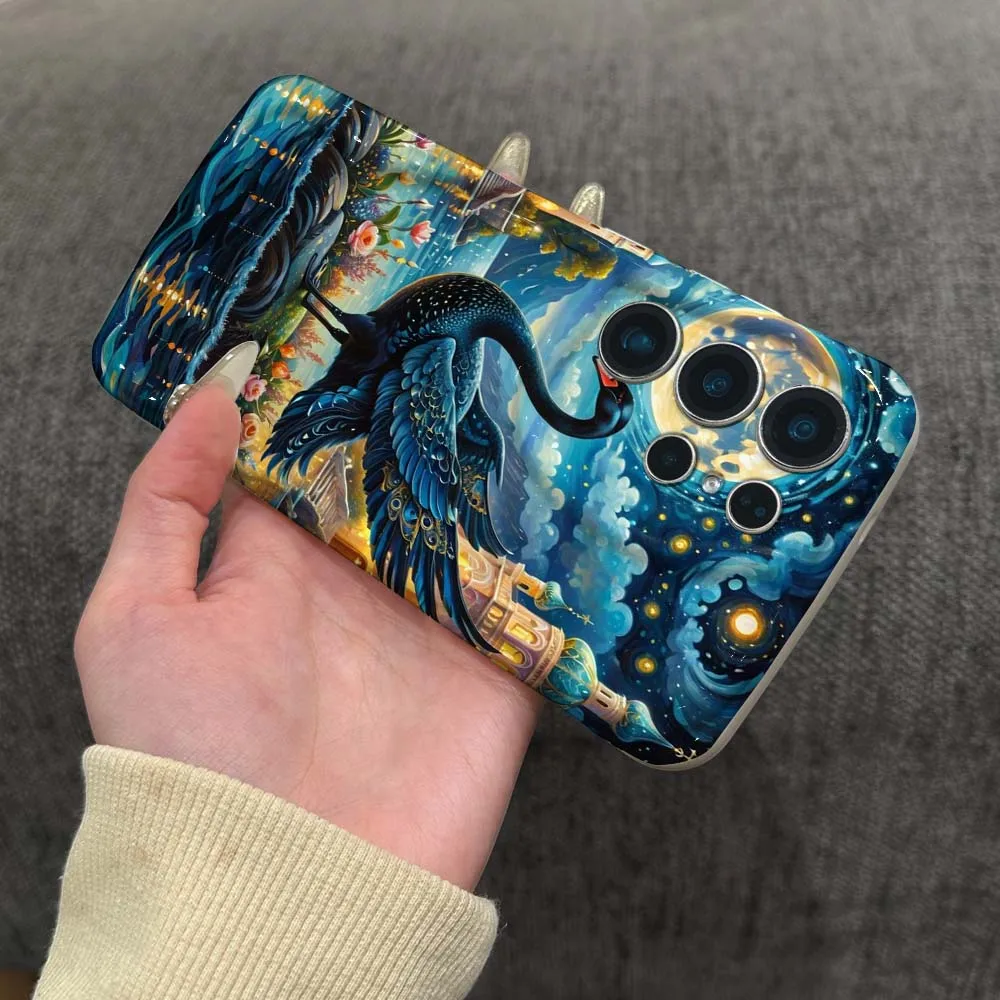 

Swan Art Cute Illustration Phone Case For Samsung Galaxy S26 S25 S24 S23 S22 S21 S20 2022 Plus Ultra 5G Wave Oil White Soft