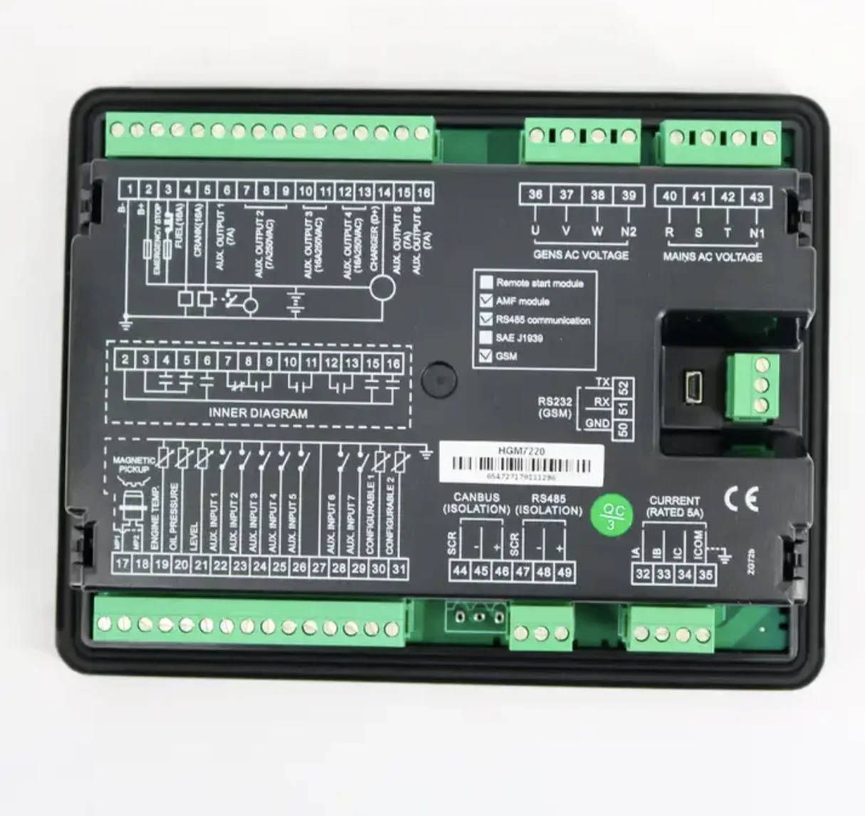 Genset HGM7220 Generator Auto Start Controller Panel HGM7220 AUTO SmartGen HGM7220N HGM7220CAN