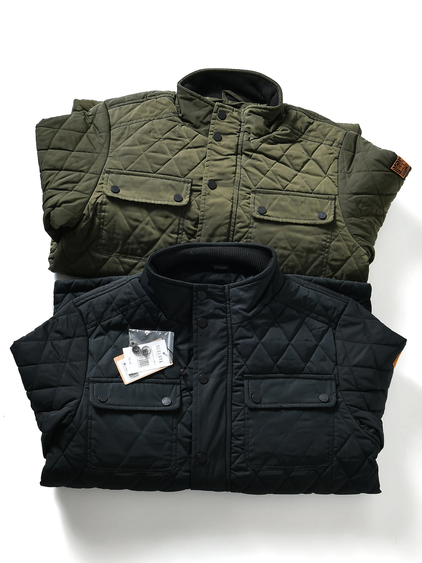 Men's Slim Fit Cotton Jacket Lightweight Water Resistant Diamond Stitched Shirt Collar Hunting Style Fashion Urban Casual Coat