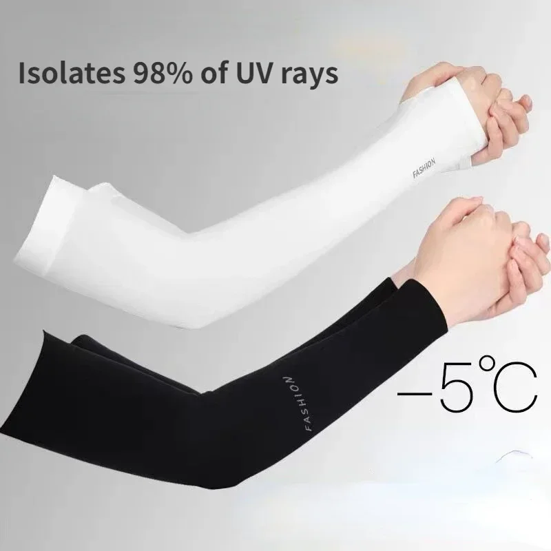 Spring Summer 1 Pair Finger Sleeve Wearing High Elastic Ice Cool Elbow Outdoor Riding Fingerless Fishing Custom Ice Silk Sleeve