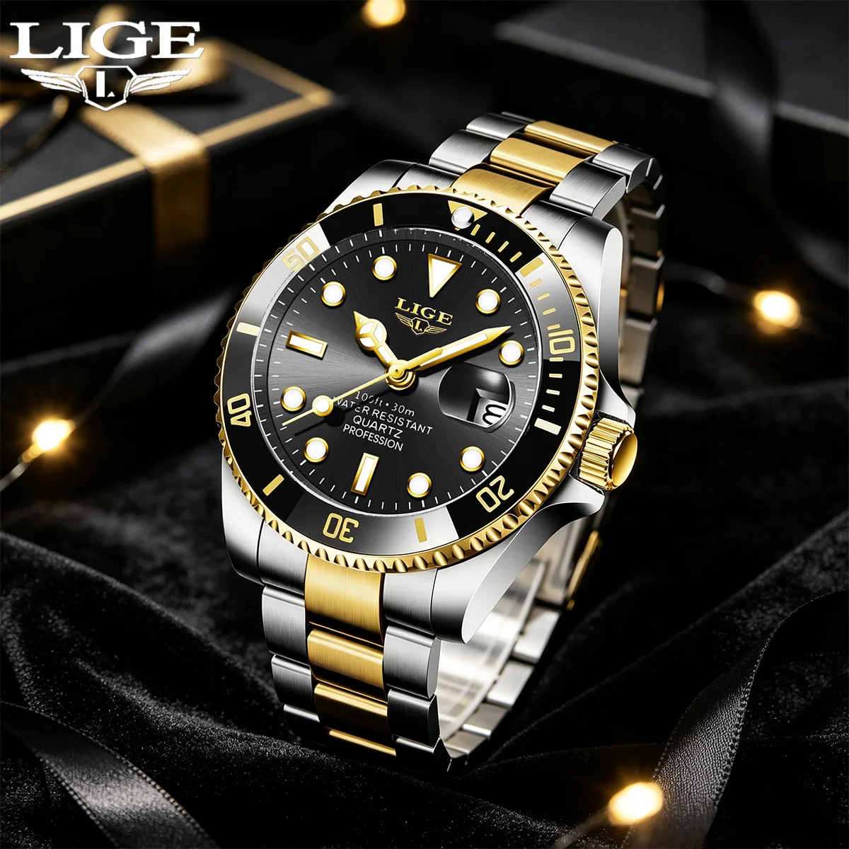 LIGE 2026 Luxury Men Quartz Watch Original Diving Series Colorful bezel Waterproof Watch Automatic Date Trendy Brand Men Watch