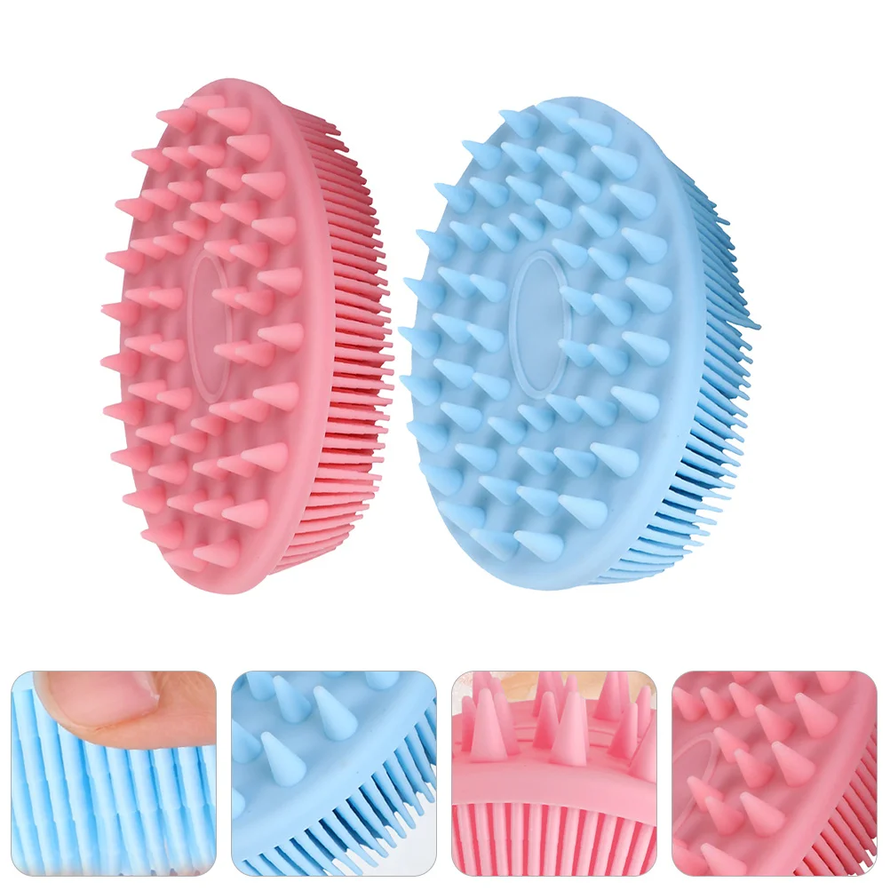 1 conjunto de silicone massageador do couro cabeludo dupla face shampoo escova macia banho do bebê massagem ferramenta de limpeza de cabelo cabeça massageador do couro cabeludo