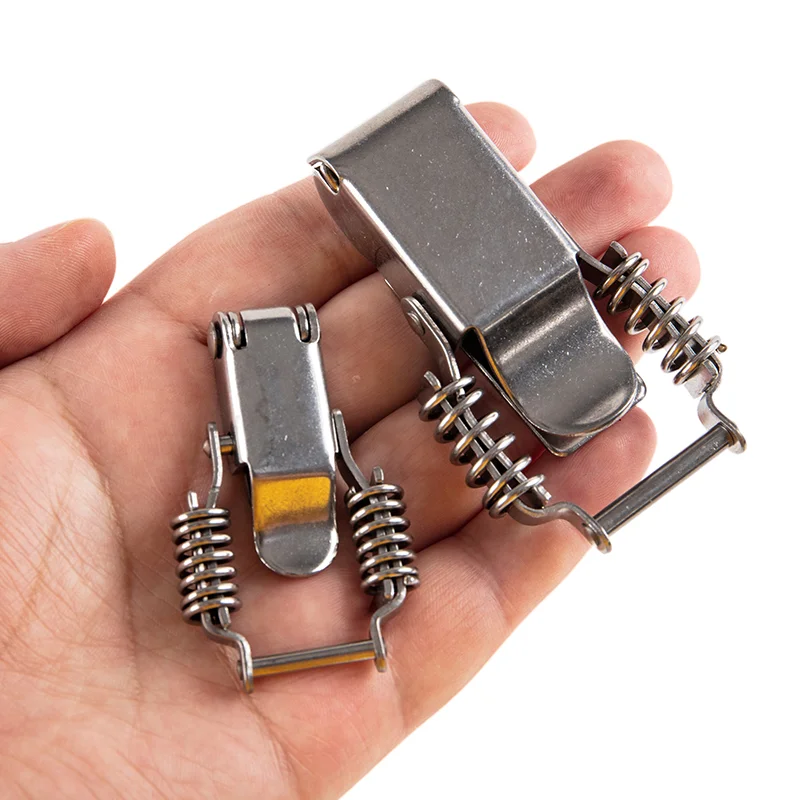 1Pc For Sliding Door Simple Window Hardware Tool Box Lock Cabinet Boxes Spring Loaded Latch Catch Toggle Stainless Steel