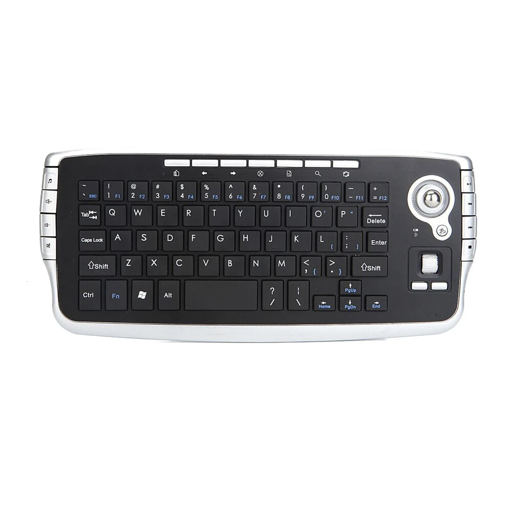 

Wireless Keyboard with Trackball,2.4G Mini Keyboard Multi-Media Functional Trackball Air Mouse for Smart TV / PC-Silver