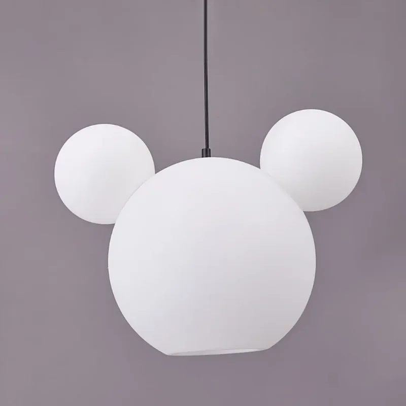 Imagem -05 - Nordic Mickey Led Pendant Lights Design de Bola de Vidro Luminária Pendurada Sala de Estar Sala de Jantar Quarto Escritório Mesas Lamp Decoração de Casa