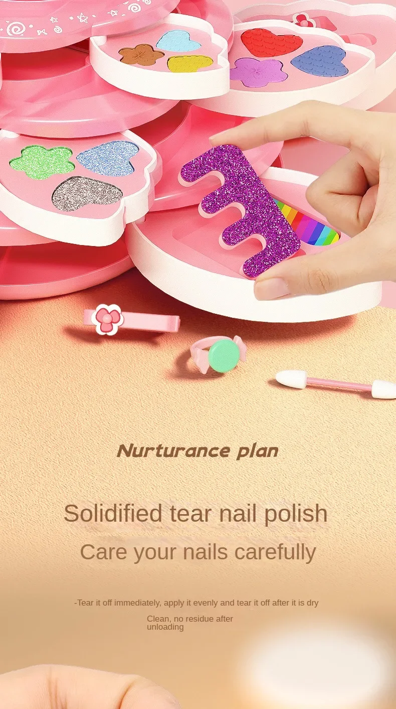 Make-up-Box mit Drehöffnung, Kosmetikspielzeug für kleine Mädchen, Prinzessinnen-Make-up-Set zur Förderung von Kreativität und Fantasie – Detail 7