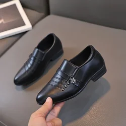 Spring Autumn Kids Shoes for Boys Fashion Versatile Children's Casual Slip-on PU Leather Shoes for School Formal Performance