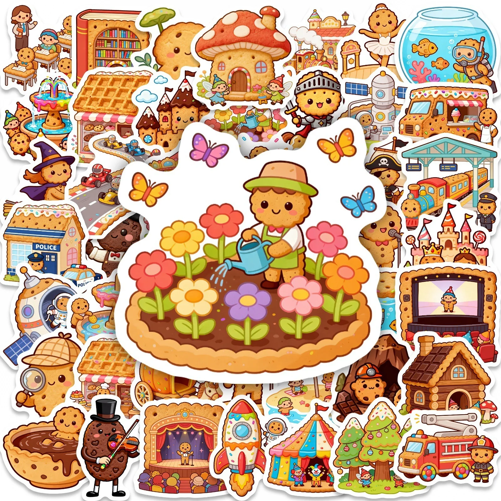 

50/100 шт. наклеек «Имбирные человечки» для декора телефона, чашки, ноутбука, чемодана, игрушек, полок, папок, канцелярских принадлежностей