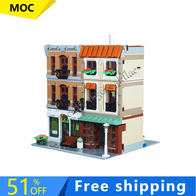 Hot 2703 PCS MOC Medieval Luxury Antique Store Modular Model Architecture Building Block Diy Education Assembly Kids Toys Gifts