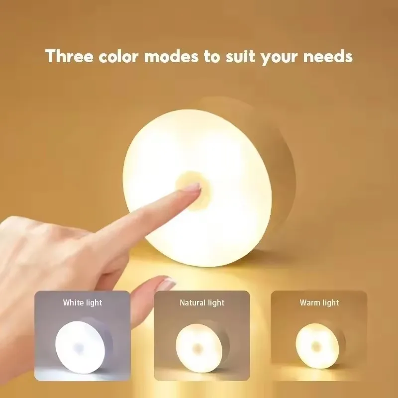 USB Rechargeable LED Night Light with Switch, Motion Sensor Magnetic Wireless Lamp, Warm White No Flicker for Closet Bed Cabinet view 2