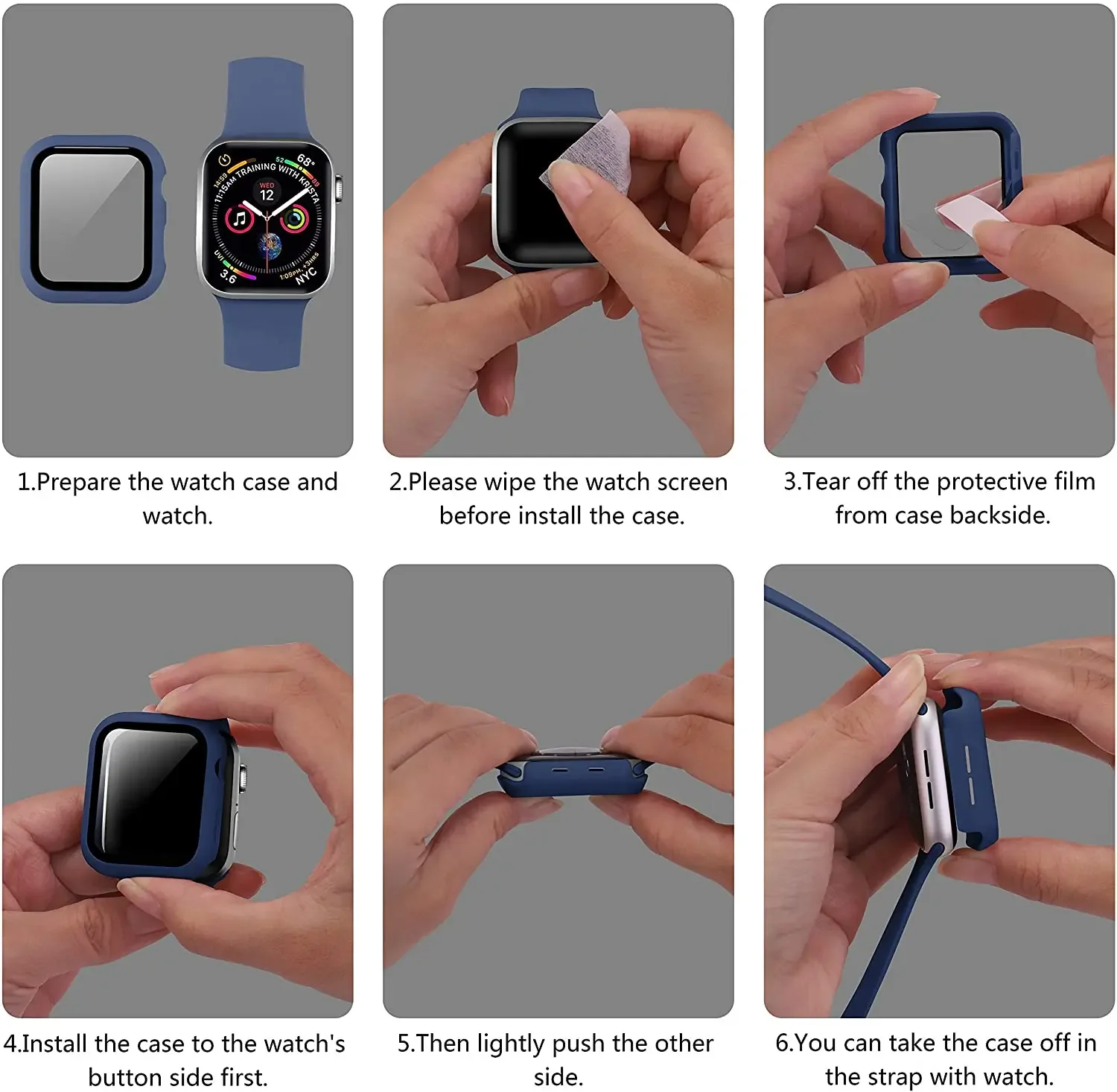 Cover+Tempered Film for Apple Watch Case 45mm 41mm 44mm 42mm 40mm 38mm Glass Protective Cover IWatch Series 9 8 7 6 5 4 SE Case