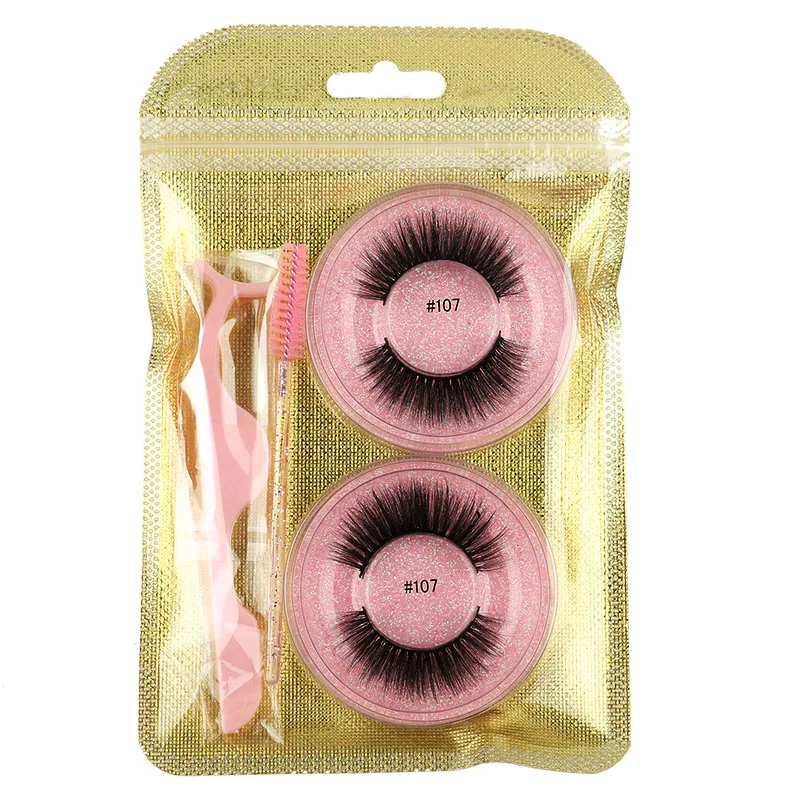 Fluffy 3D Mink Lashes, Maquiagem Natural, Cílios Falsos, Flase Cílios Lot, Escovas de Cosméticos, Pinça, 4 Pcs, 20 Pcs, 100Pcs