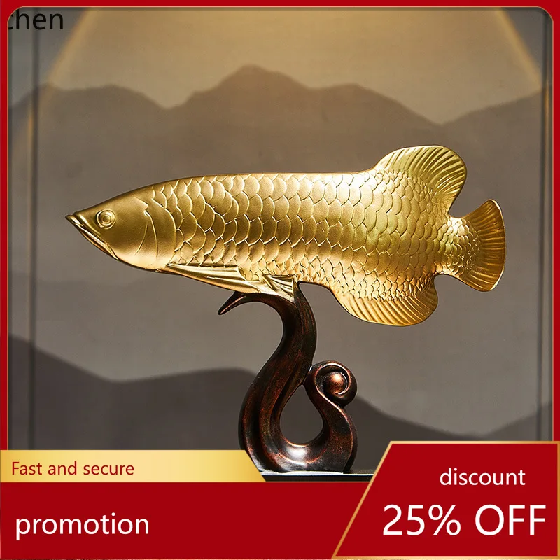 HXL Golden Arowana Ornament Gift for Living Room, Office, and Home Decoration