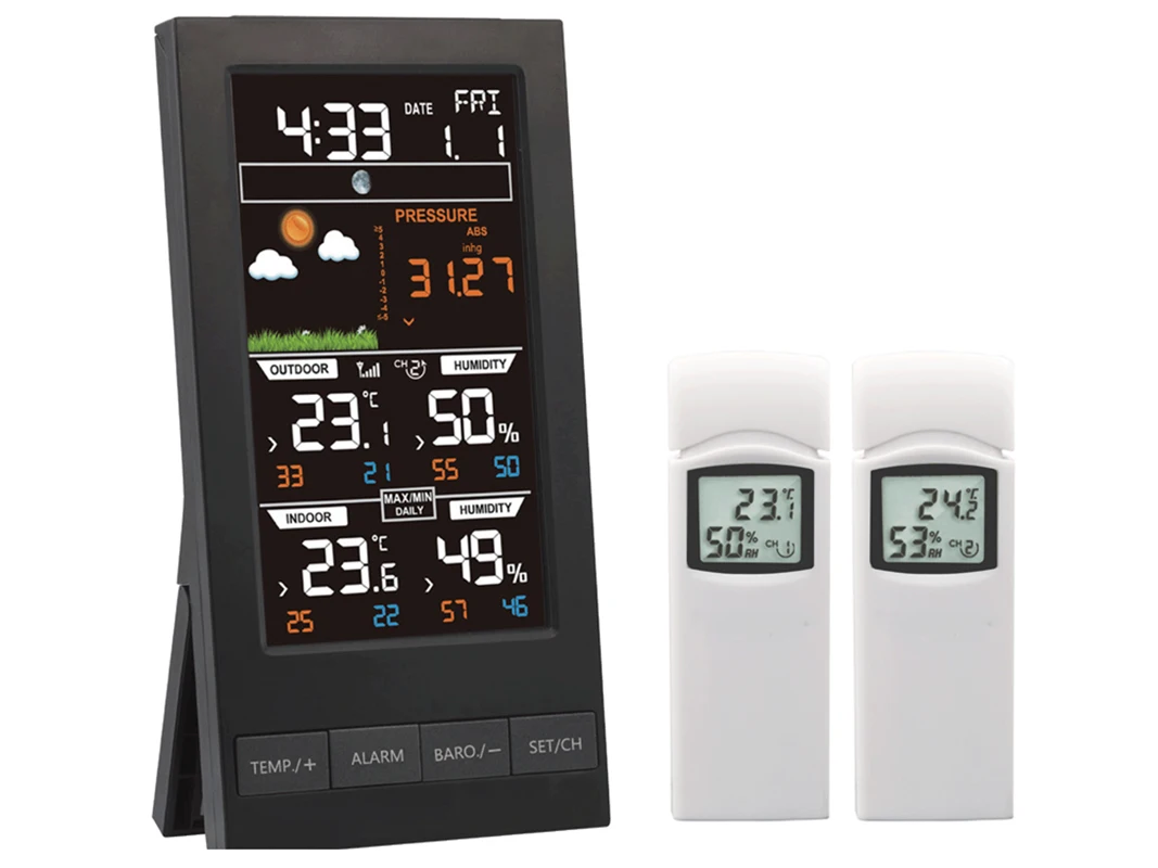 

Wireless weather station with 2 sensor, 3 channels, color screen